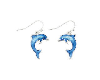 Blue Enamel Dolphin Earrings