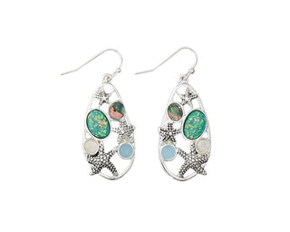 Silver Starfish & Glitter Resin Earrings