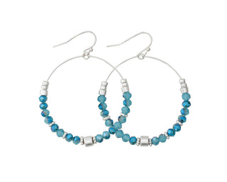 Silver and Turquoise Crystal Beaded Earrings