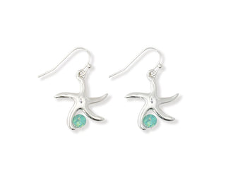 Starfish & Mint Glitter Bead Earrings