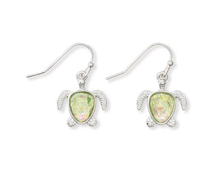 Green Glitter Turtles Earrings