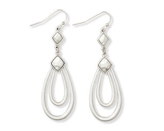 Silver Oval Teardrop Earrings