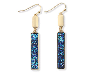 Gold and Blue Glitter Earrings