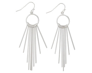 Silver Radial Drop Earrings