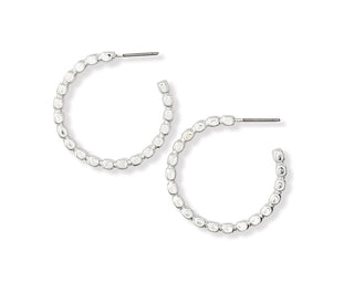 Beaded Silver Hoop Earrings