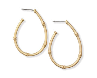 Matte Gold Bamboo Hoop Earrings