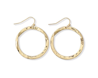 Gold Textured Circle Earrings
