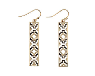 Patterned Gold Drop Earrings