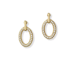 Gold Crystal Oval Earrings