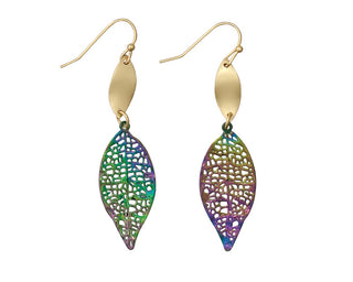 Iridescent Leaves Earrings