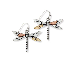 Tri-Tone Dragonfly Earrings