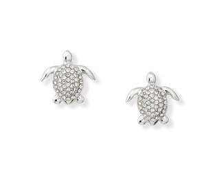 Silver and Crystal Turtle Earrings