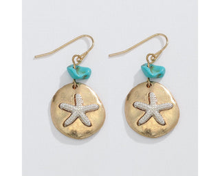 Two-Tone Starfish & Aqua Earrings