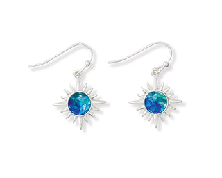 Silver Burst with Blue Earrings