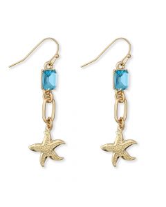 Aqua & Gold Starfish Earrings