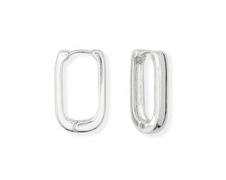 Silver Rectangle Huggie Earrings