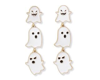 White Enamel Ghosts Earrings