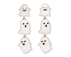 White Enamel Ghosts Earrings