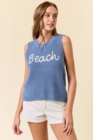 Beach Time Tank Sweater in Blue