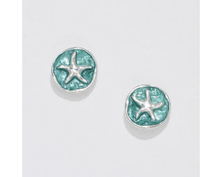 Aqua Enamel & Starfish Earrings