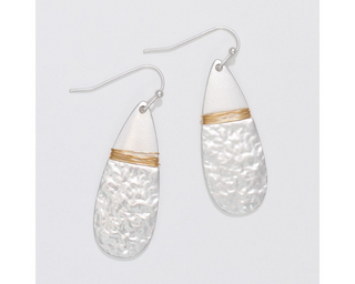 Hammered Teardrop Earrings With Wire Wrap