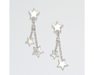 Silver Star & Crystal Earrings