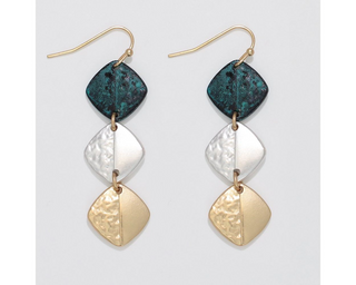 Tri-Tone Dangle Earrings