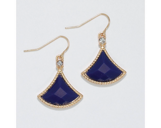 Triangle With Navy Inset Crystal Earrings