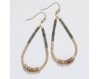 Jasper Stone Beaded Teardrop Earrings