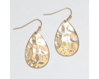 Hammered Gold Teardrop Earrings