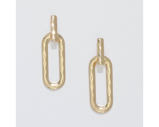 Hammered Oval Drop Earrings