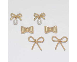 Bows & Pearls Trio Earrings