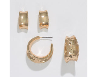 Hammered Gold Hoop Duo Earrings