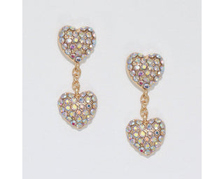 Dangling Crystal Heart Earrings