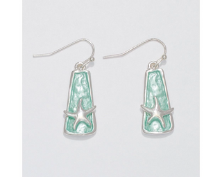 Aqua Enamel With Starfish Earrings