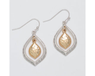 Hammered Two-Tone Drop Earrings