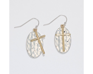 Hammered Cross Earrings