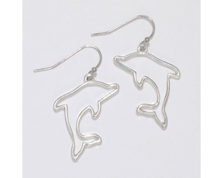 Open Silver Dolphin Earrings