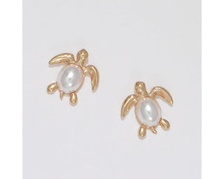 Pearly Gold Turtle Earrings