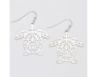 Silver Filagree Turtle Earrings