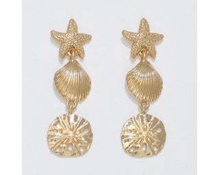 Gold Sea Life Drop Earrings