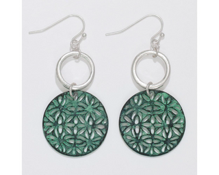 Patina Circle Cutout Dangle Earrings