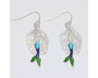 Tri Color Mermaids With Shell Earrings