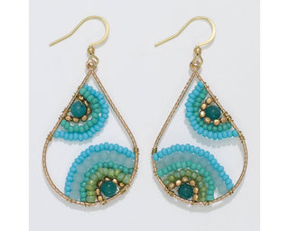 Beaded Gold Drop Earrings