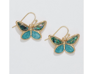 Abalone And Turquoise Butterfly Earrings