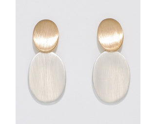 Brushed Two-Tone Drop Earrings