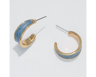 Gold & Blue Hoop Earrings