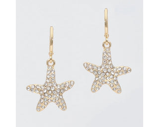 Gold Starfish & Crystal Earrings