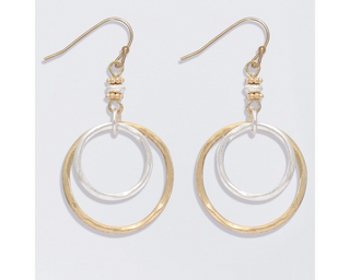 Two-Tone Hammered Ring Earrings