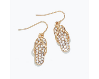 Crystal + Gold Flip Flops Earrings